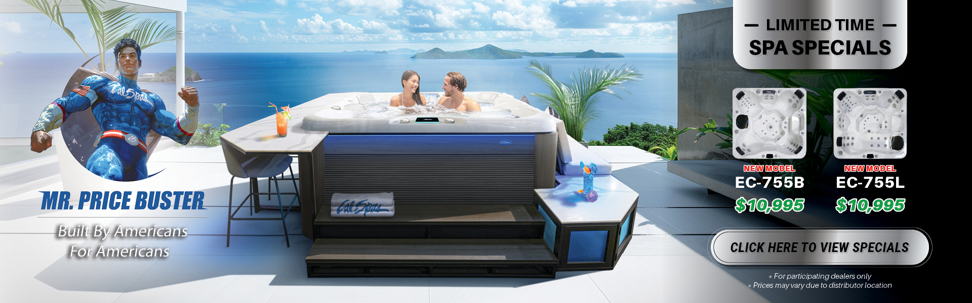 Calspas hot tub being used in a family setting - Pierre