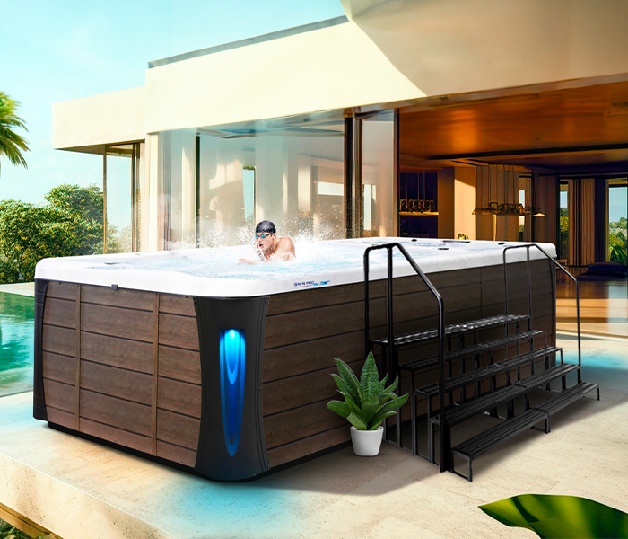 Calspas hot tub being used in a family setting - Pierre