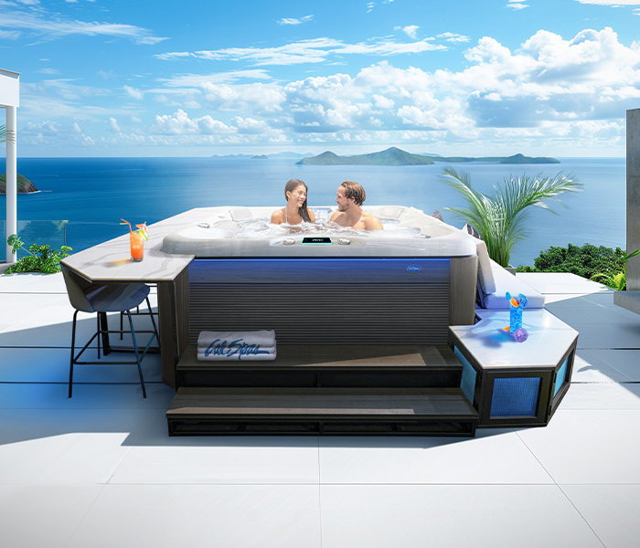 Calspas hot tub being used in a family setting - Pierre